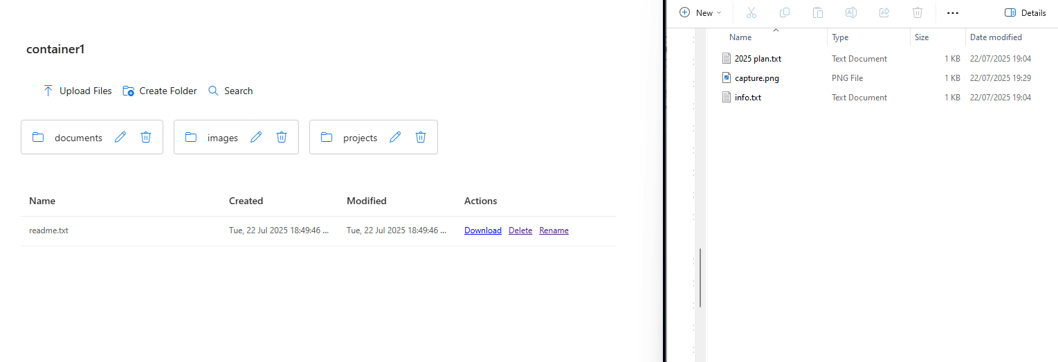 GIF showing drag-and-drop upload into BlobBridge web-part with progress bar